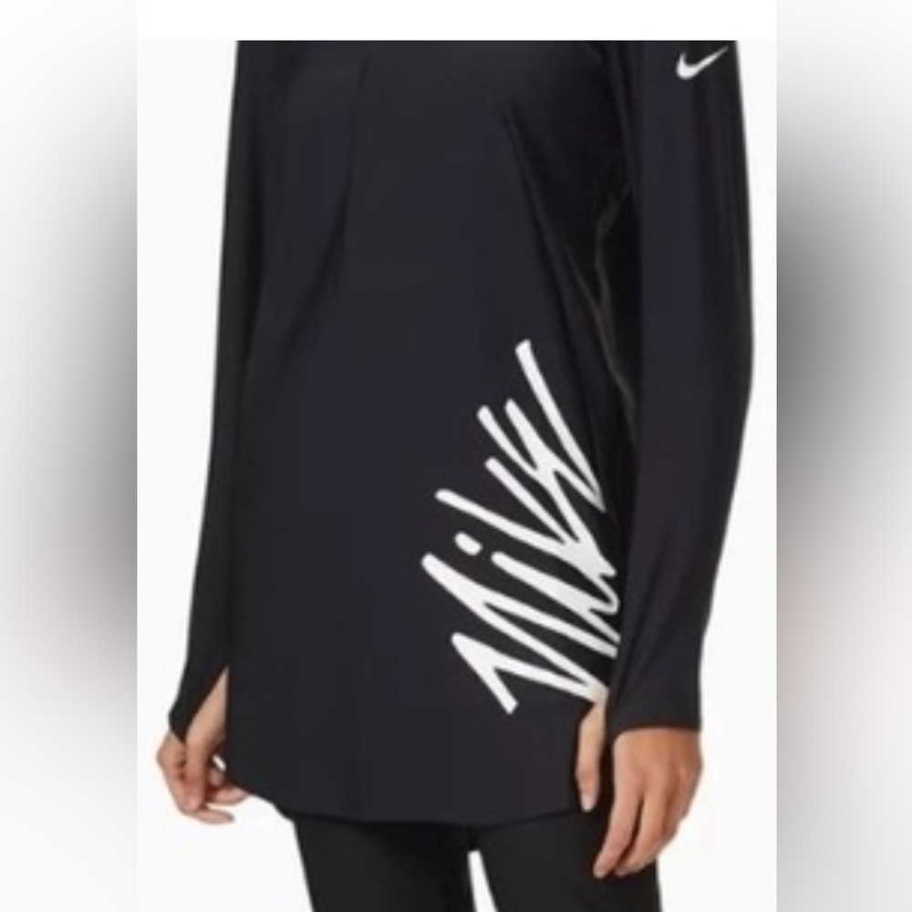 NIKE Black SWIM DRESS with Vertical Logo